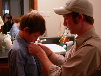 Dan and Garret, Easter morning